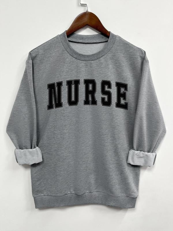 Women's Letter Print Drop Shoulder Sweatshirt, Casual Long Sleeve Round Neck Pullover for Spring & Fall, Ladies Clothes...