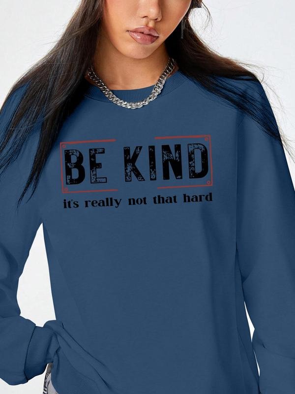 Women's Letter Print Drop Shoulder Sweatshirt, Fashion Casual Crew Neck Pullover for Daily Holiday Outdoor Wear, Women...