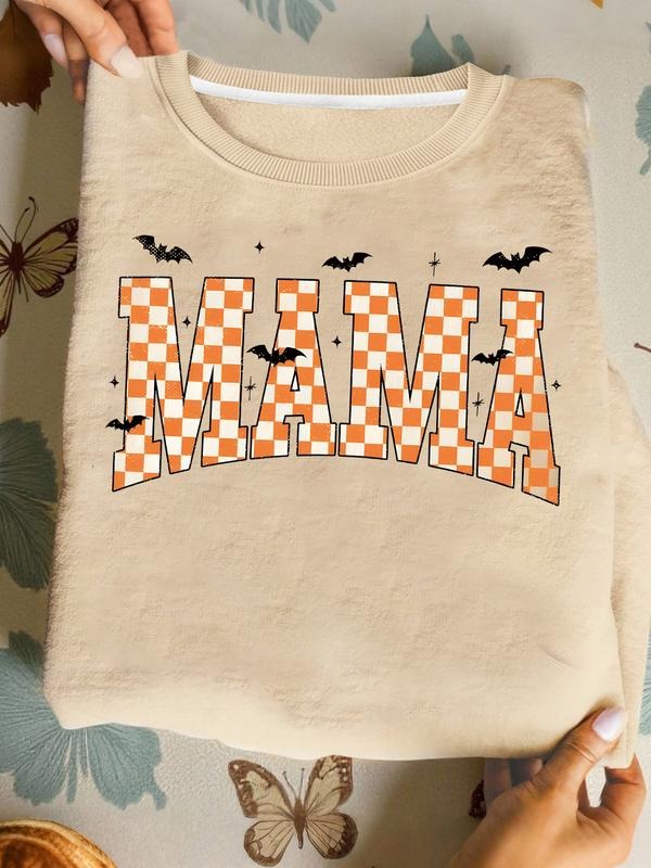 Women's Letter Print Pullover Sweatshirt, Casual Fitted Round Neck Jumper, Thick Knit Fabric, Perfect for Fall & Winter...