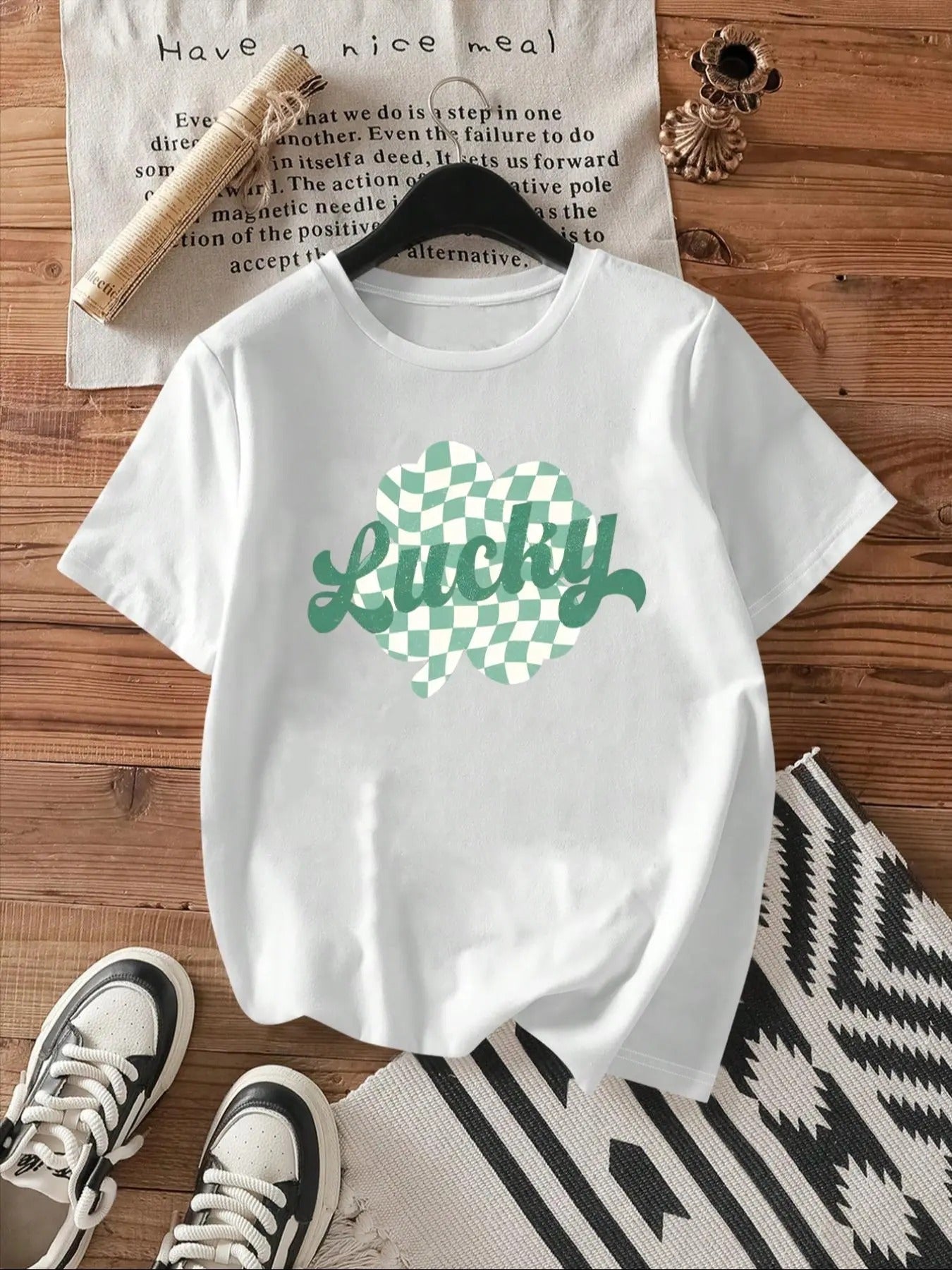Women's Letter Print Round Neck Graphic Tee, Casual Short Sleeve T-shirt for Daily Wear, Ladies Summer Tops Hoodie,...