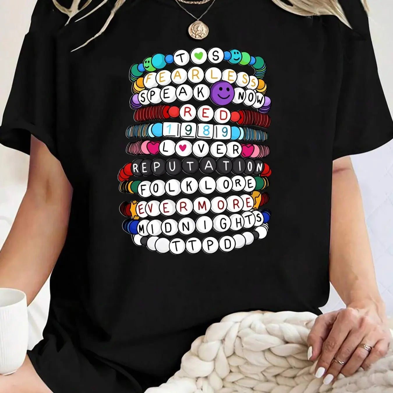 Women's Letter Print Round Neck Graphic Tee, Trendy Casual Drop Shoulder Short Sleeve T-shirt for Daily Wear, Ladies All...