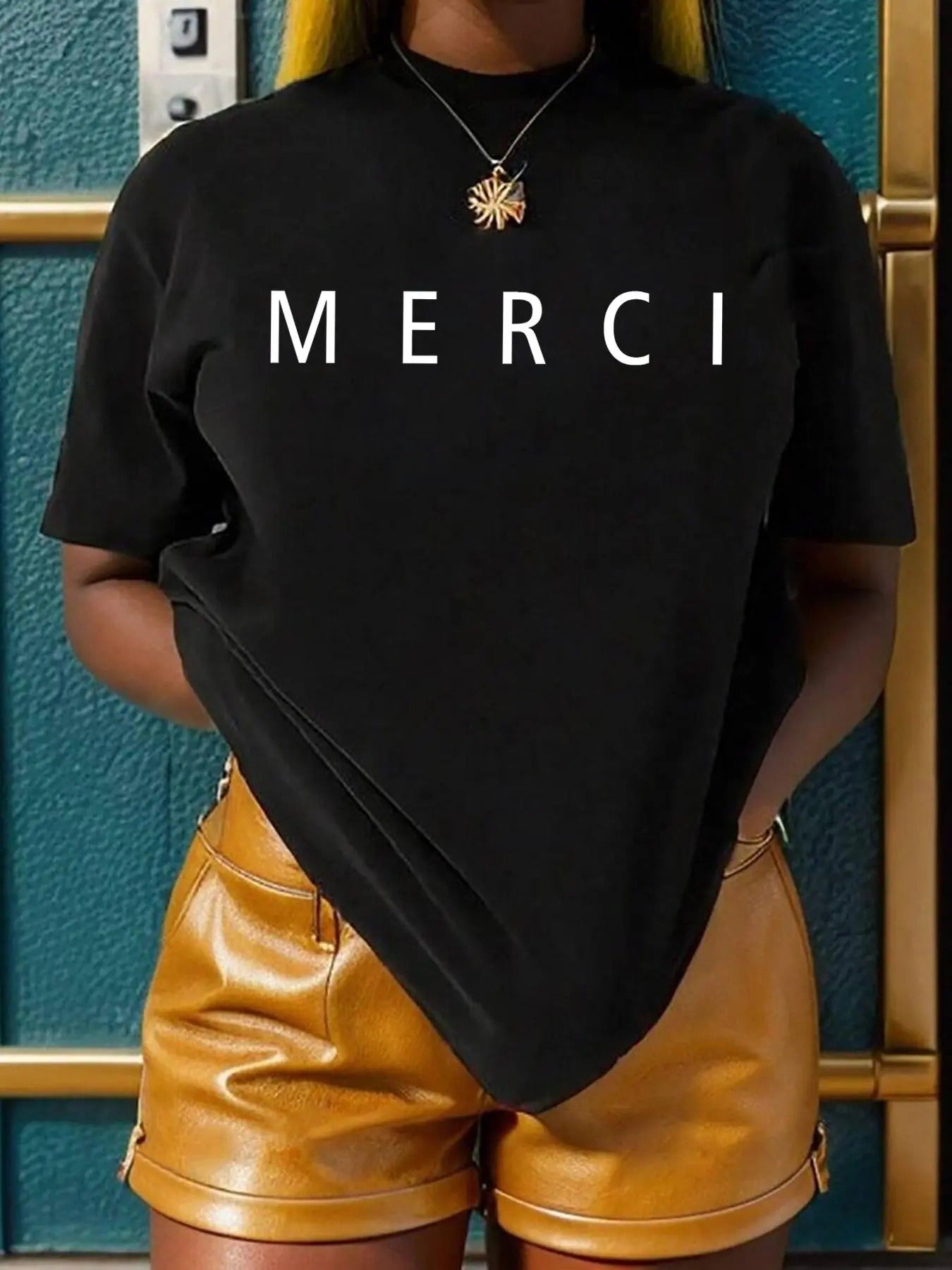Women's Letter Print Round Neck Graphic Tee, Vintage Trendy Casual Drop Shoulder Short Sleeve T-shirt for Daily Wear,...