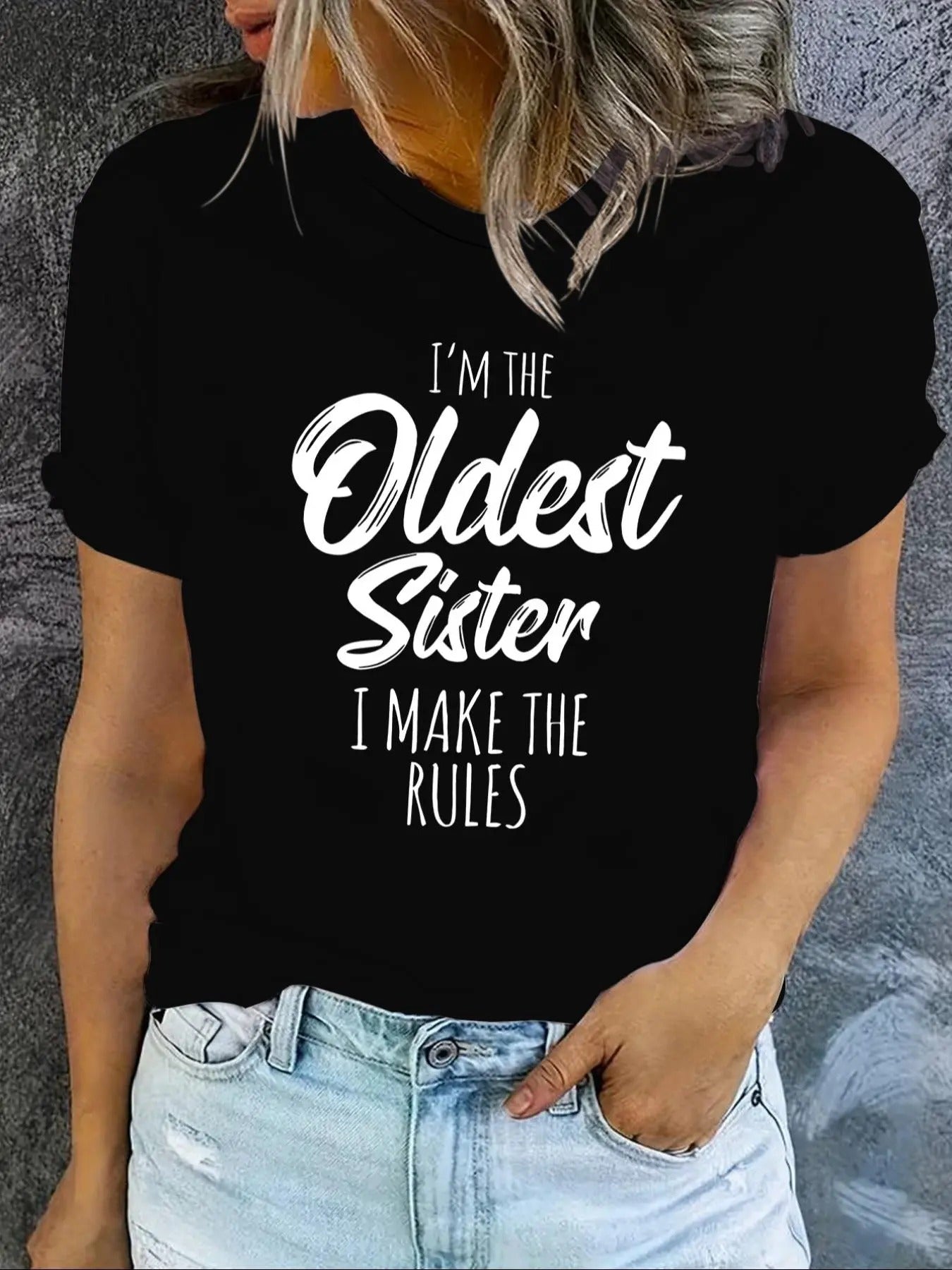 Women's Letter Print Round Neck Graphic Tee, Vintage Trendy Casual Short Sleeve T-shirt for Daily Wear, Ladies All...