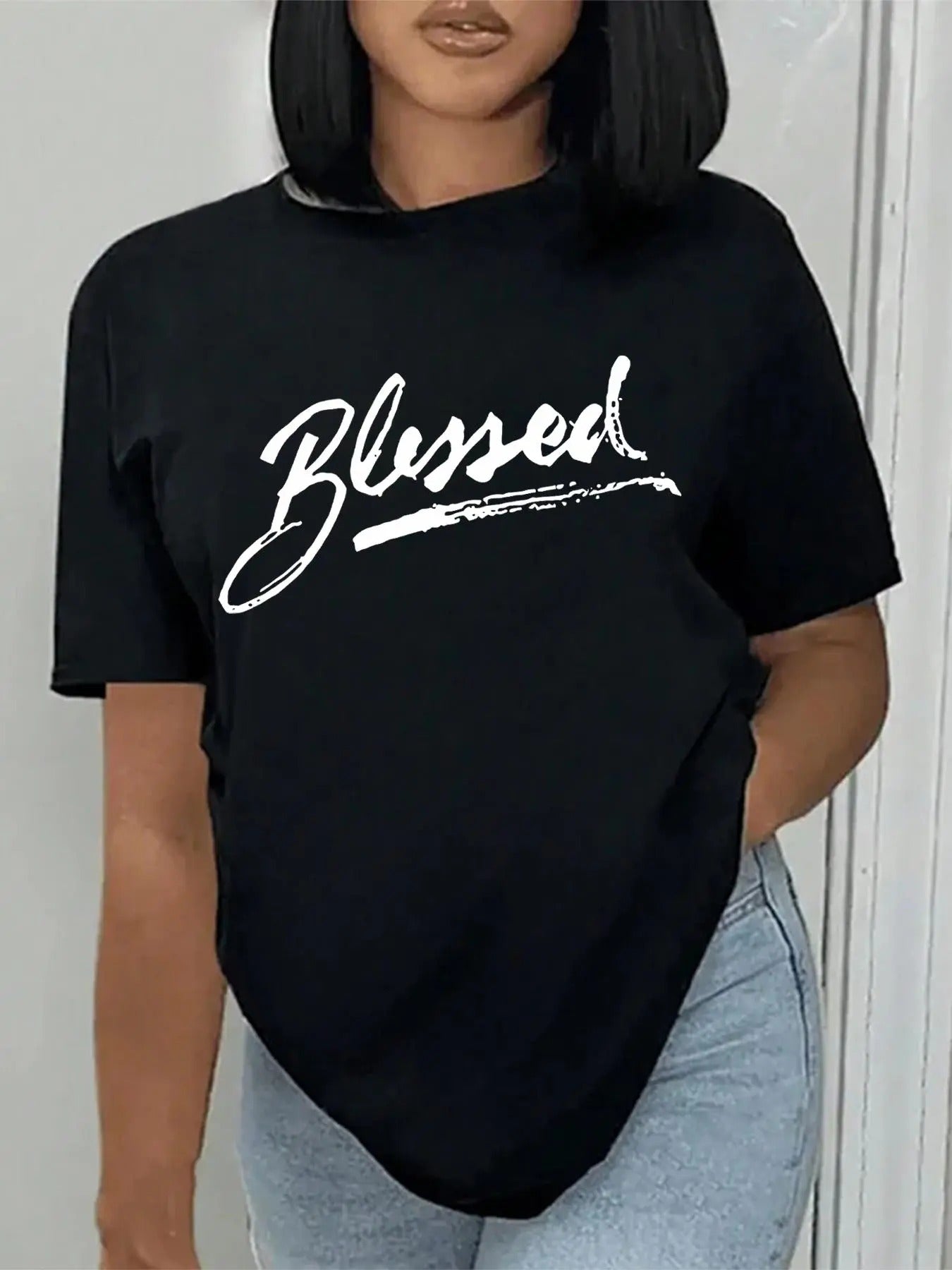 Women's Letter Print Round Neck Graphic Tee, Vintage Trendy Casual Short Sleeve T-shirt for Daily Wear, Ladies All...