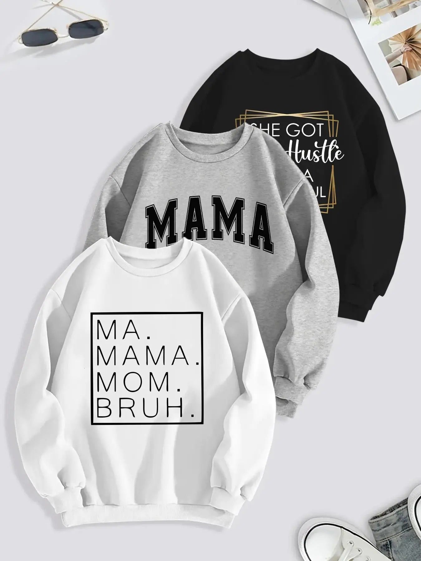Women's Letter Print Round Neck Pullover Sweatshirt, Casual Fashion Crew Neck Long Sleeve Sweatshirt for Daily Holiday...