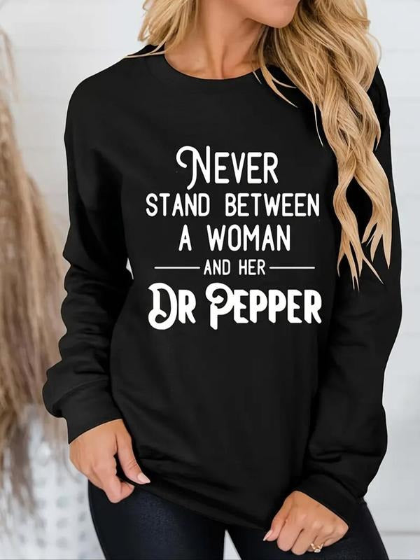 Women's Letter Print Round Neck Pullover, Casual Long Sleeve Crew Neck Sweatshirt for Daily Wear, Ladies Clothes for All...