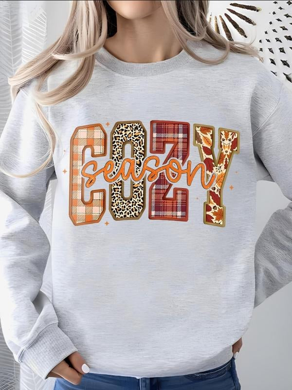 Women's Letter Print Round Neck Pullover, Fashion Casual Crew Neck Sweatshirt for Daily Holiday Outdoor Wear, Women...