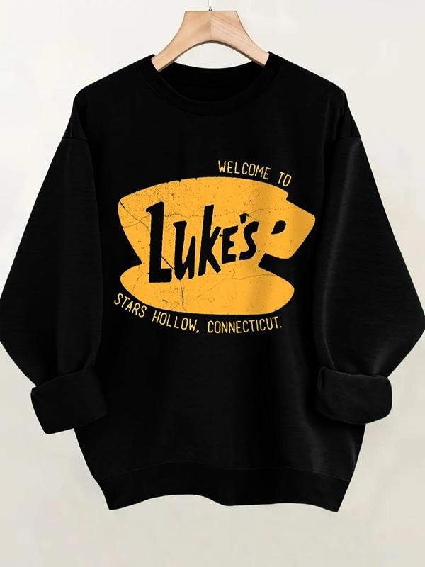 Women's Letter Print Round Neck Pullover, Fashion Casual Crew Neck Sweatshirt for Daily Holiday Outdoor Wear, Women...