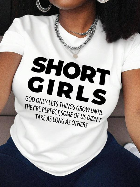 Women's Letter Print Round Neck Shortsleeve Tee, Fashion Casual Crew Neck Short Sleeve T-shirt for Daily Holiday Vacation Outdoor Wear, Ladies Clothes for Summer
