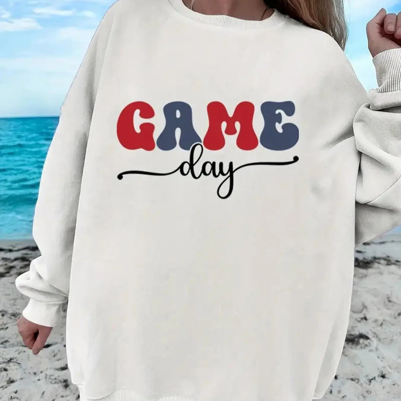 Women's Letter Print Round Neck Sweatshirt, Casual Long Sleeve Crew Neck Pullover For Fall & Winter, Women's Clothes For...