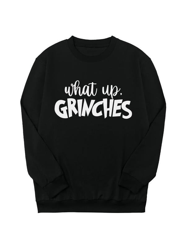 Women's Letter Print Round Neck Sweatshirt, Casual Long Sleeve Crew Neck Pullover for Daily Wear, Ladies  Clothing for...