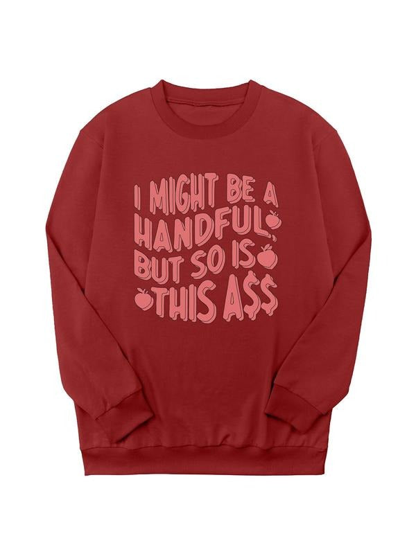 Women's Letter Print Round Neck Sweatshirt, Casual Long Sleeve Crew Neck Pullover for Fall & Winter, Ladies Clothes for...