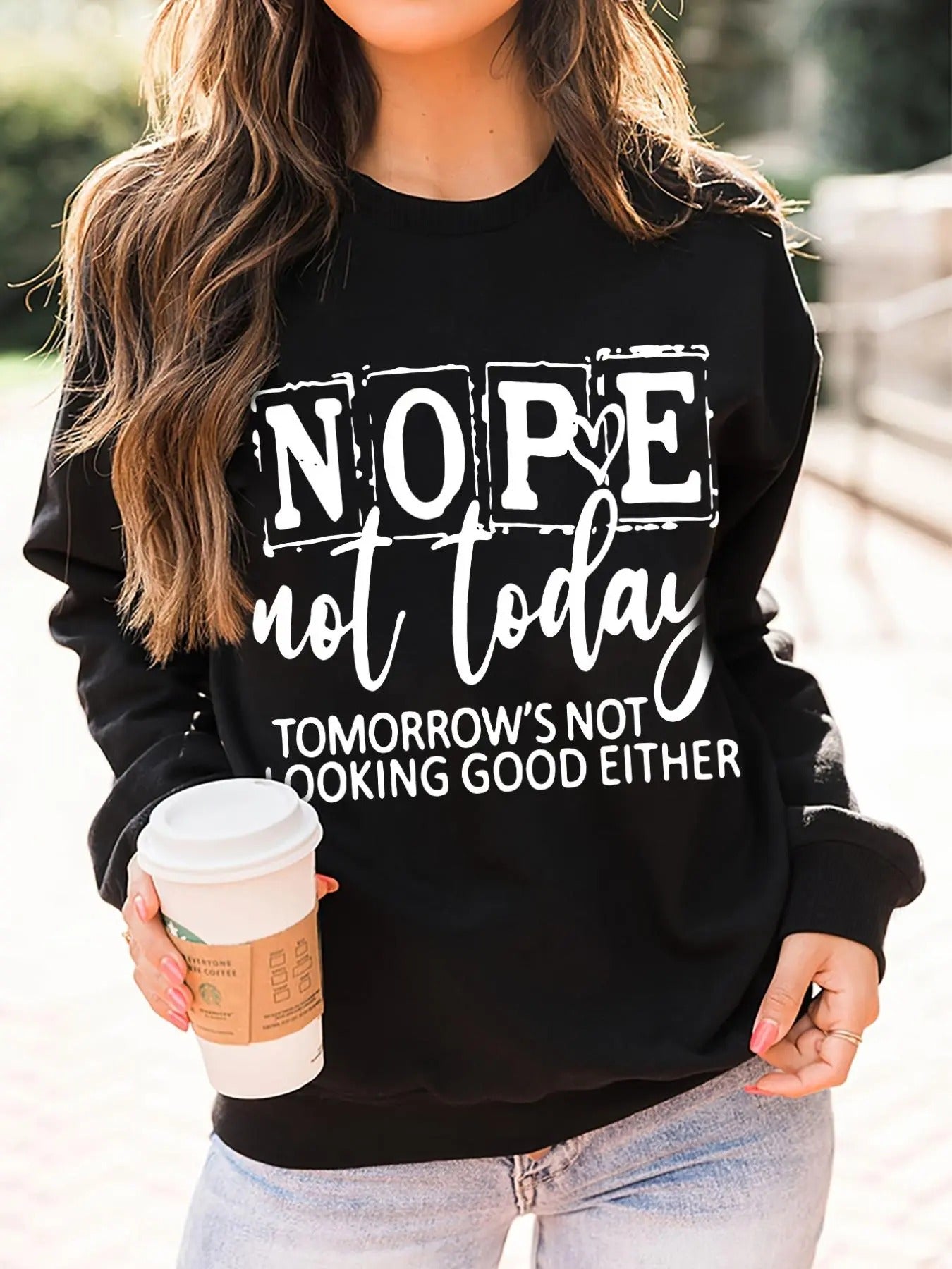 Women's Letter Print Round Neck Sweatshirt, Fashion Casual Crew Neck Sweatshirt for Daily Holiday Outdoor Wear, Women...