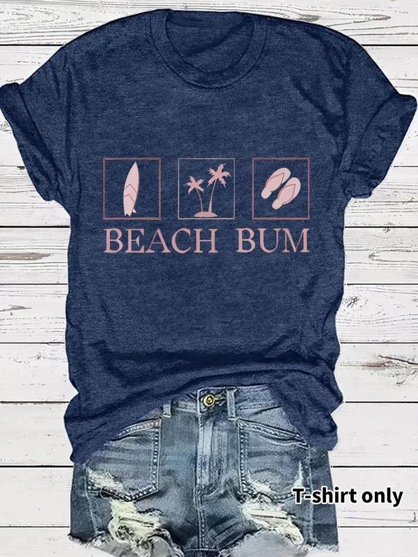Women's Letter Print Round Neck Tee, Casual Short Sleeve Crew Neck T-Shirt for Spring, Fashion Women's Top for Daily Wear...