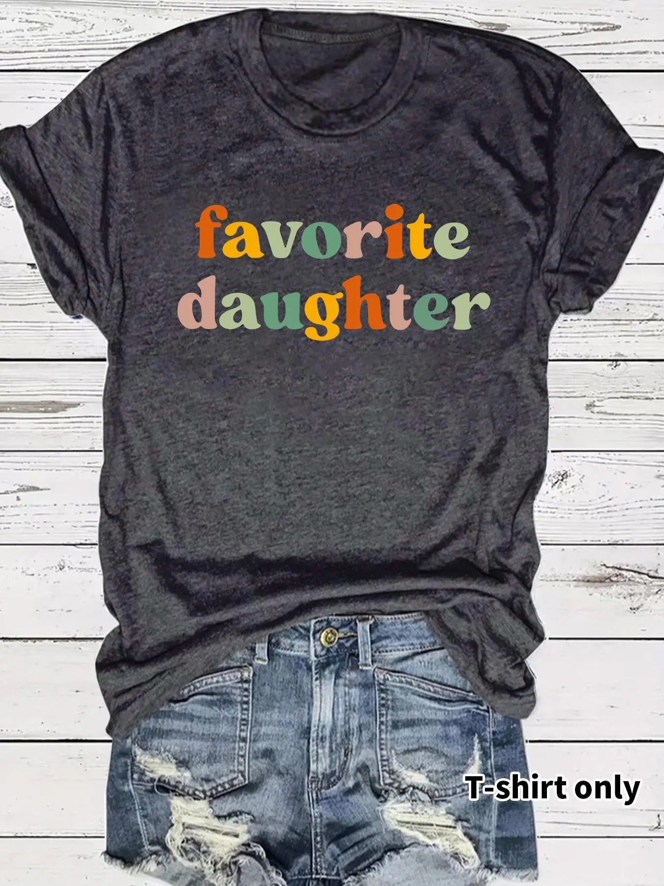 Women's Letter Print Round Neck Tee, Casual Short Sleeve Crew Neck T-Shirt for Summer, Fashion Women's Top for Daily Wear...
