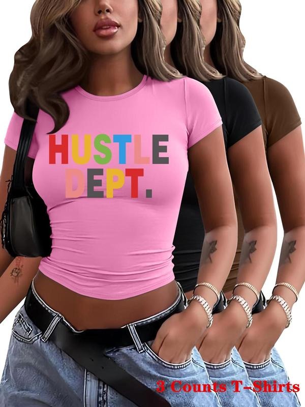 Letter Print Round Neck Casual Short Sleeve Crew Neck Daily Clothes All Seasonsstyle{N002}2 T-Shirts, Hoodie, Sweatshirt