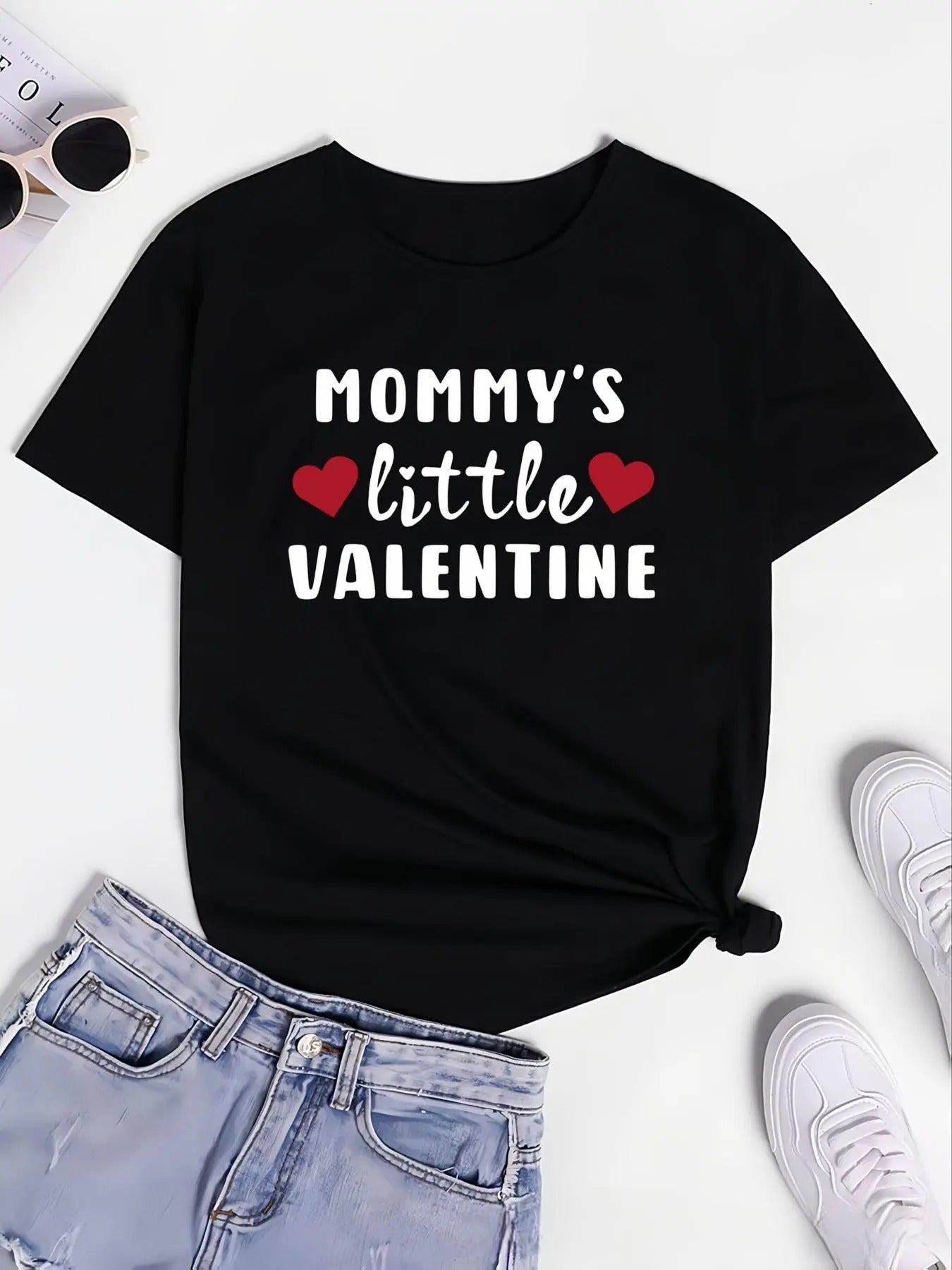 Women's Letter Print Round Neck Tee, Casual Short Sleeve Crew Neck T-shirt for Summer, Fashion Women's Top for Daily Wear...