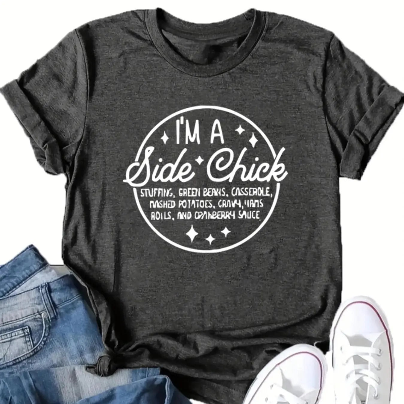 Women's Letter Print Round Neck Tee, Casual Short Sleeve Crew Neck T-shirt for Summer, Fashion Women's Top for Daily Wear...