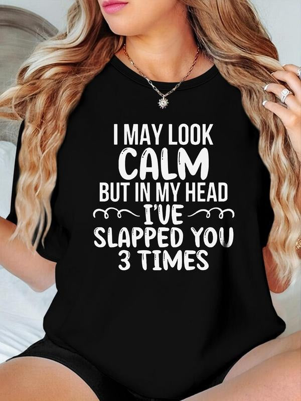 Women's Letter Print Round Neck Tee, Fashion Casual Crew Neck T-Shirt for Daily Holiday Vacation Outdoor Wear, Ladies...