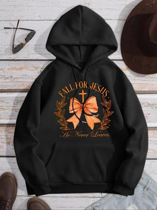 Women's Letter Print Thermal Lined Drawstring Hoodie, Fashion Casual Letter Print Kangaroo Pocket Hooded Sweatshirt for...