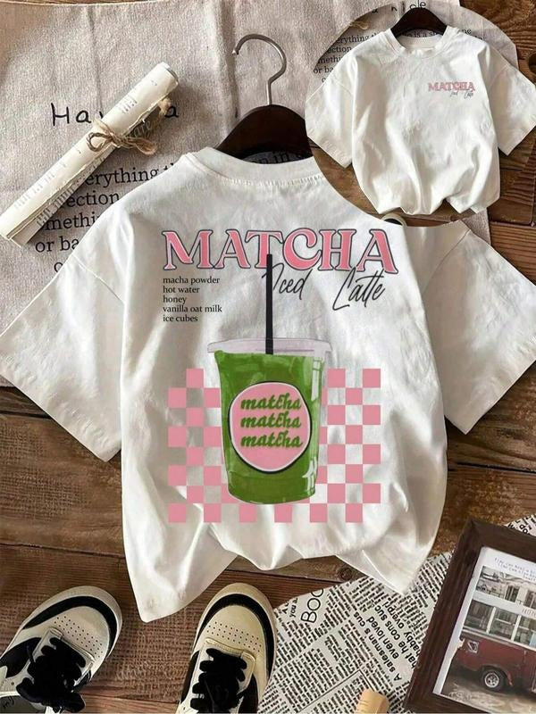 Women's Matcha Lover Round Neck Graphic Tee, Fashion Casual Crew Neck T-shirt for Daily Holiday Vacation Outdoor Wear,...
