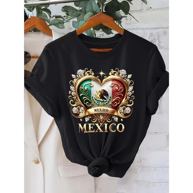 Women's Mexico Graphic Printed Casual T-Shirt Short Sleeve Round Neck Top Hoodie, Sweatshirt | HypeDripTees.com
