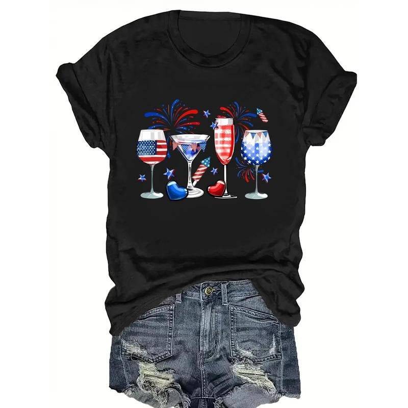 Women's Patriotic "Cheers" Graphic T-Shirt