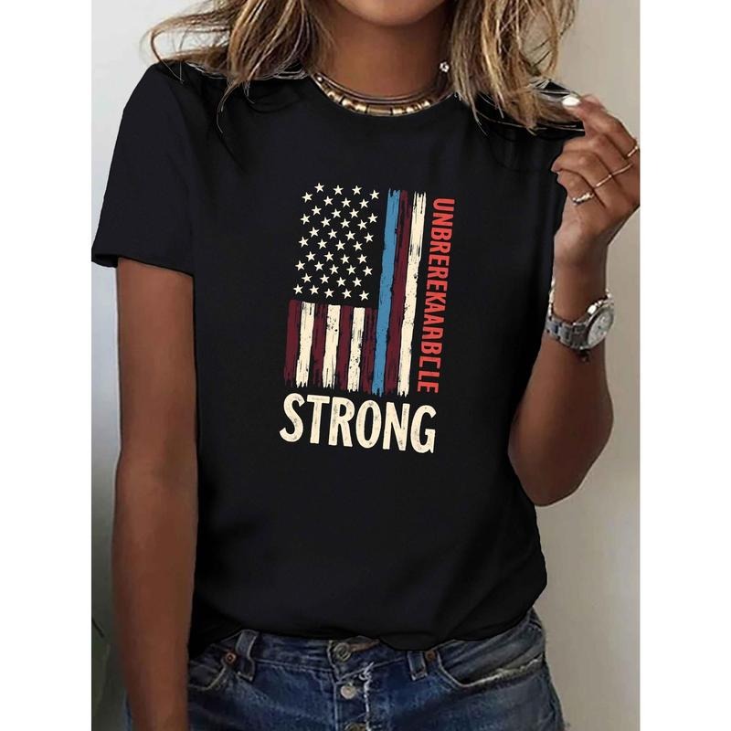 Women's Patriotic American Flag Graphic T-Shirt