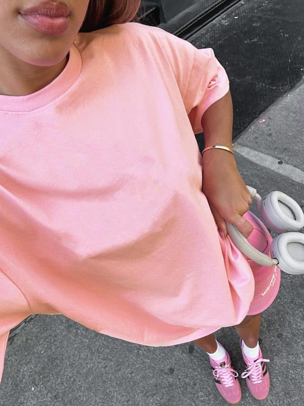 Women's Plain Round Neck Tee, Casual Half Sleeve Crew Neck T-Shirt for Summer, Fashion Women's Top for Daily Wear style...