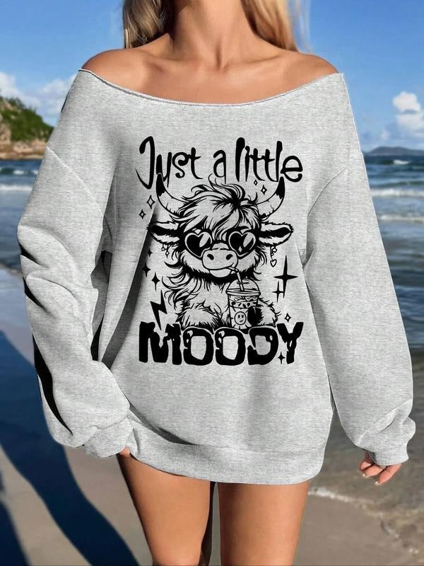 Women's Plain off Shoulder Sweatshirt, Casual Street Fashion Long Sleeve Pullover for Daily Wear, Stylish Ladies Summer...