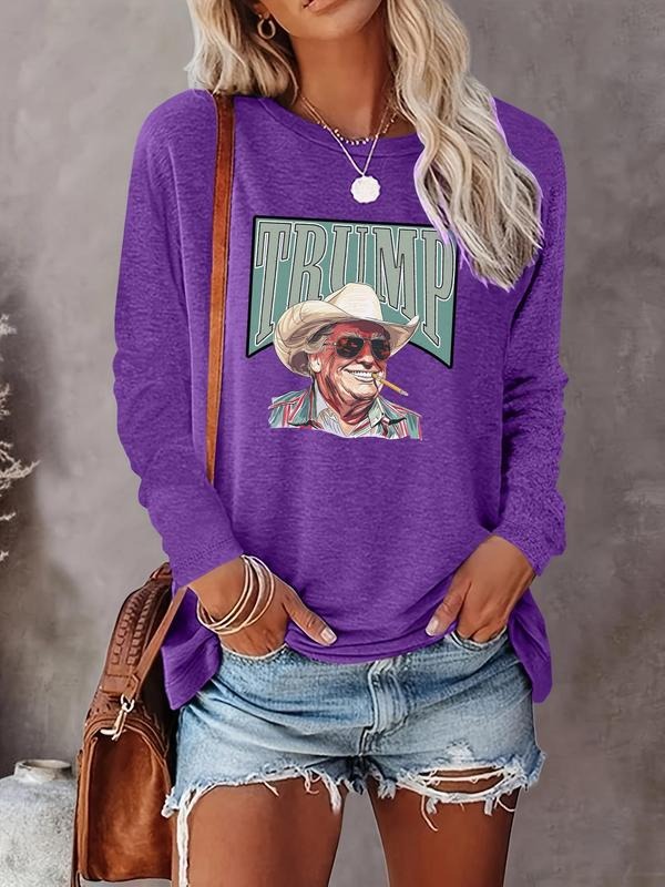 Women's Print Round Neck Tee, Fashion Casual Crew Neck T-Shirt for Daily Holiday Vacation Outdoor Wear, Ladies Clothes...