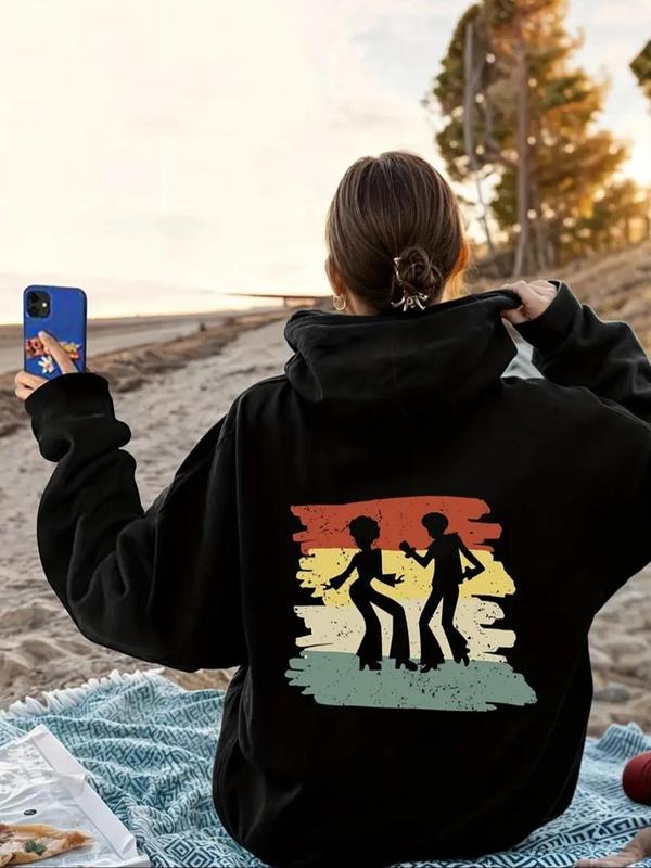 Women's Reggae Dance Print Drawstring Hoodie, Casual Long Sleeve Hooded Sweatshirt for Fall & Winter, Women's Clothes for...