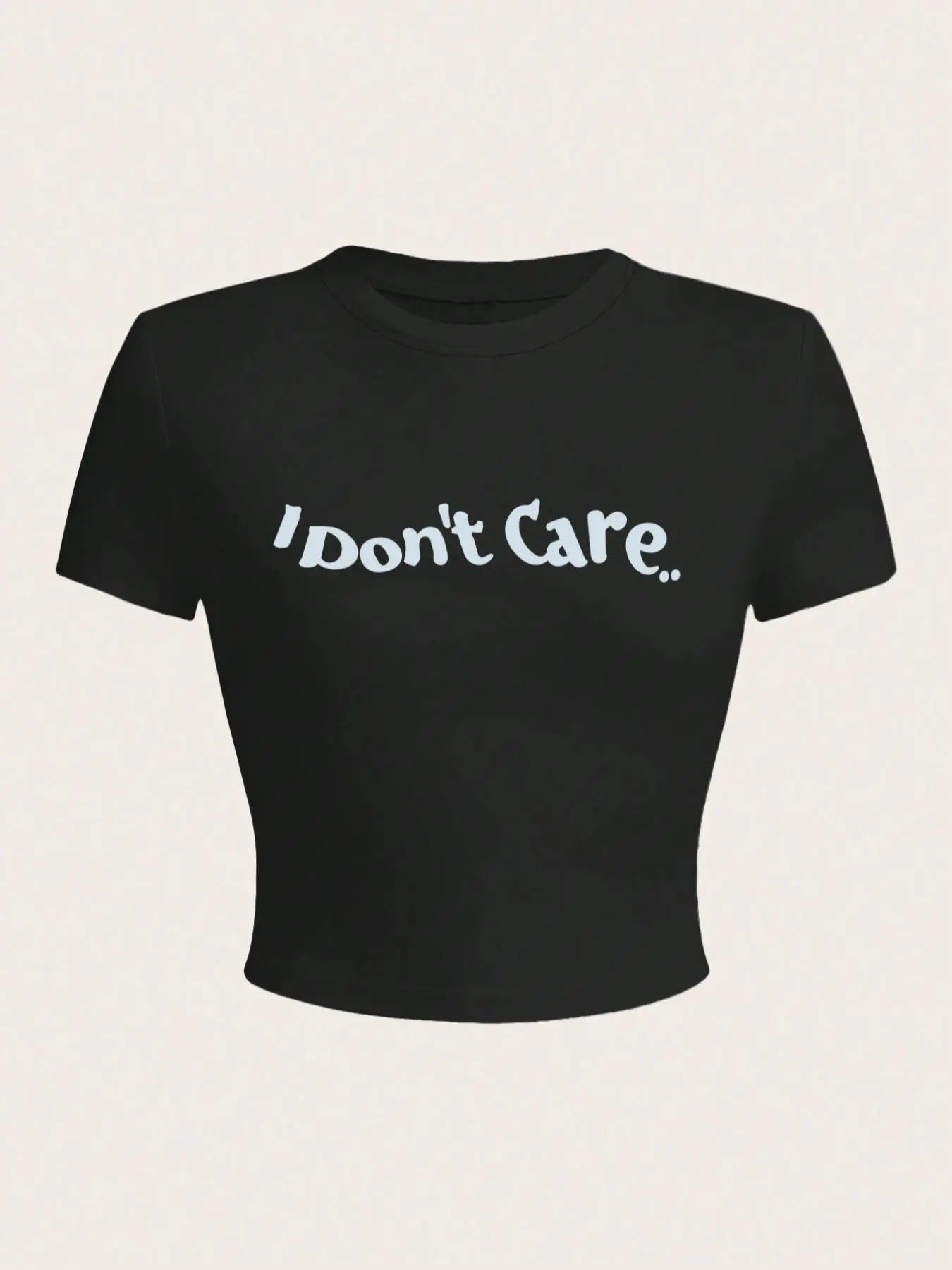 Women's Slogan Print Round Neck Crop Tee, Casual Short Sleeve Crew Neck T-Shirt for All Seasons, Women's Top for Daily...