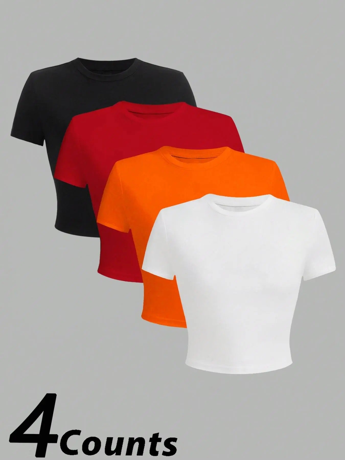 Women's Solid Round Neck Tee, Casual Short Sleeve Crew Neck T-shirt for Summer, Fashion Women's Top for Daily Wear style...