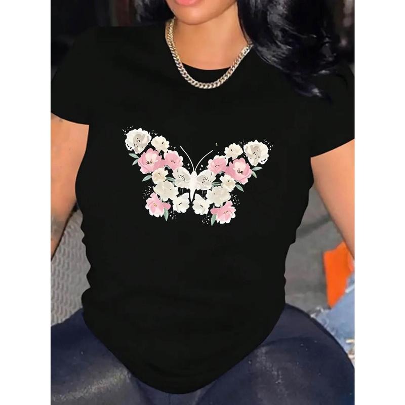 Women's Stylish Butterfly Print T-Shirt
