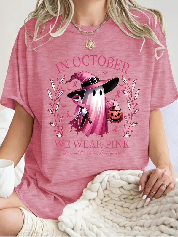 Women's Summer Casual Ghost Print Vintage Style Round Neck Short Sleeve T-Shirt, Comfortable Breathable Fit S-Xxl Hoodie,...