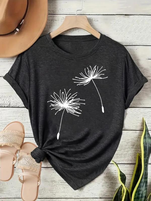 Women's Summer Casual Sporty Style T-Shirt, Round Neck Short Sleeve, Letter Pattern, Knit Fabric, Fitted Fit, S-XXL Size...