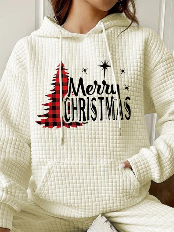 Women's Trendy Hooded Sweatshirt Christmas Tree Print, Long Sleeve Pullover with Pocket, Fall & Winter Casual Top...