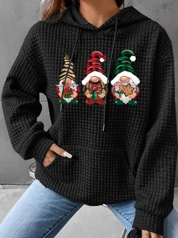 Women's Trendy Hooded Sweatshirt with Christmas Santa Print, Long Sleeve Pullover with Pocket, Fall & Winter Casual Top...