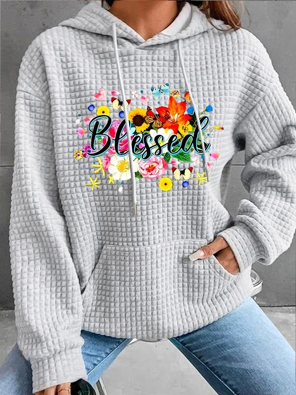 Women's Trendy Hooded Sweatshirt with Santa & Snowflake Print, Long Sleeve Pullover with Pocket, Fall Winter Casual Top...