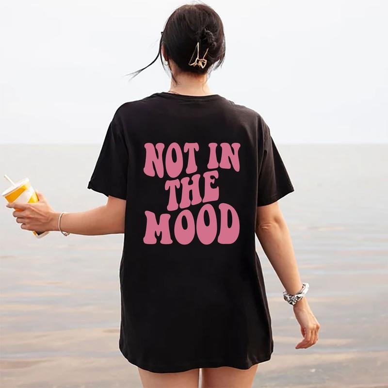Women's Trendy Letter Print Short Sleeve Crew Neck Graphic Tee, Casual Baggy Grunge T-shirt for Summer Daily Wear...