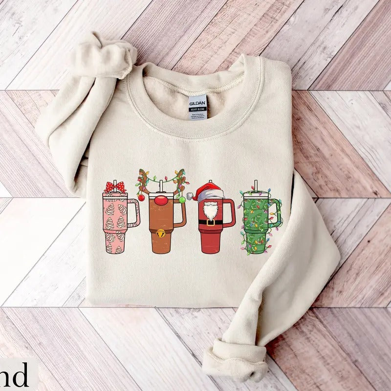 Womens Christmas Sweatshirt, Christmas Cups Shirt, Christmas Crewneck Sweater, Holiday Sweater, New Year Shirt, Christmas...