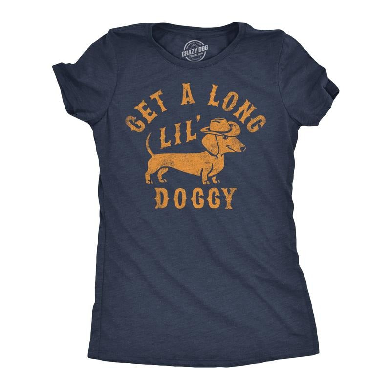 Womens Funny T Shirts Get A Long Lil Doggy Sarcastic Wiener Dog Tee for Ladies Funny Womens T Shirts Cute Vintage Fashion...