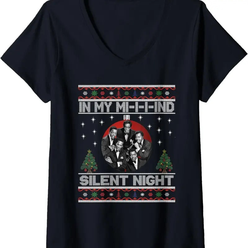 Womens In My Mind Silent Night Ugly Christmas Xmas Sweater Top V-Neck T-Shirt Hoodie, Sweatshirt | HypeDripTees.com