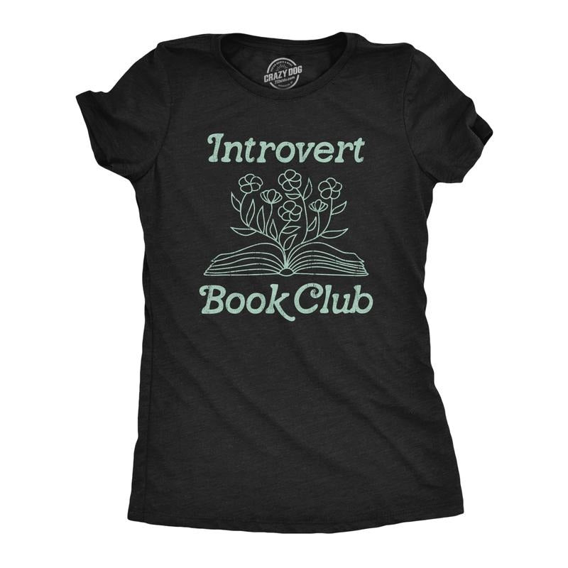 Womens Introvert Book Club T Shirt Funny Cute Book Worm Reading Lovers Tee for Ladies Funny Womens T Shirts Cute Vintage...