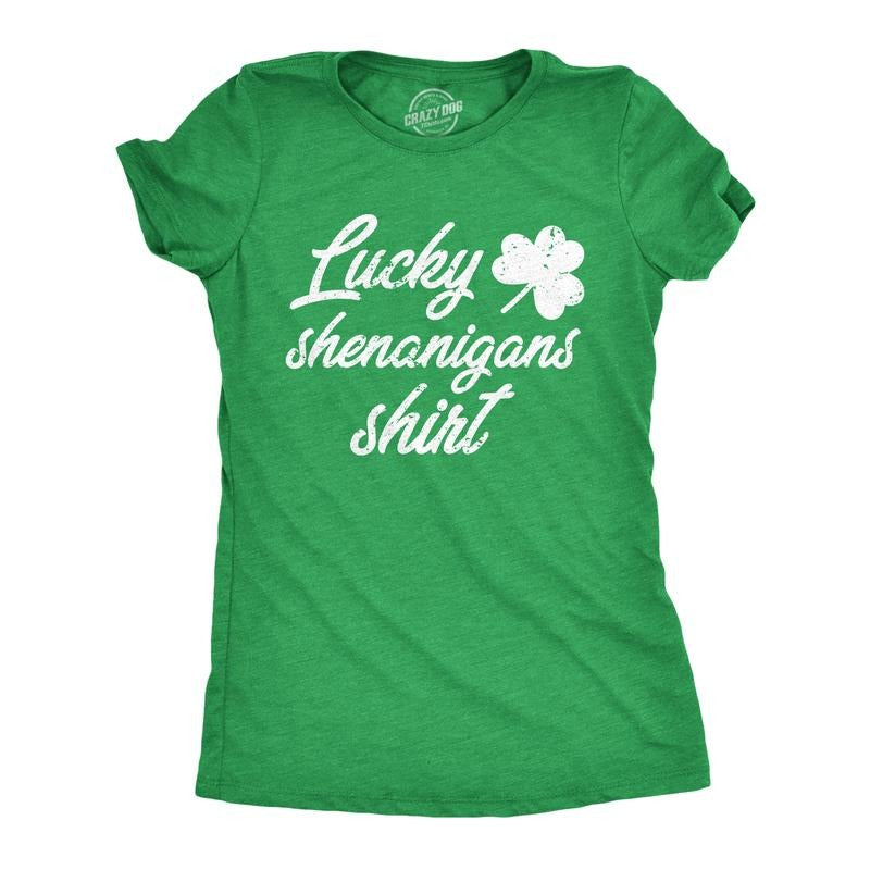 Womens Lucky Shenanigans Shirt Funny Saint Patricks Day Parade Tee Funny Womens T Shirts Cute Vintage Fashion T-Shirt...