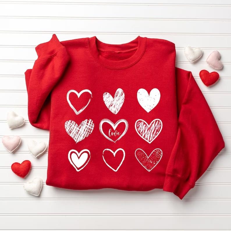 Womens Valentines Hearts Sweatshirt T-Shirts, Hoodie | HypeDripTees.com