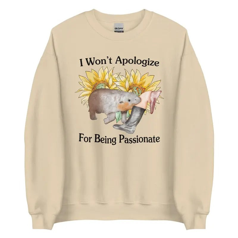 Won't Apologize Unisex Sweatshirt, Funny Moo Deng Sweatshirt T-Shirts, Hoodie | HypeDripTees.com