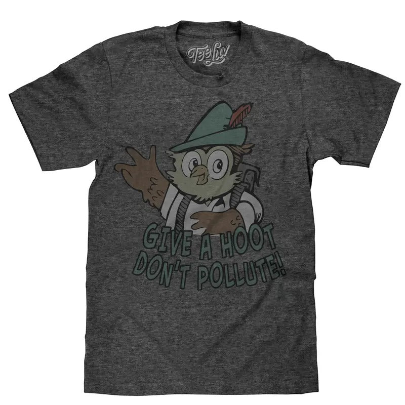 Woodsy Owl Give a Hoot Don't Pollute T- Shirt - Gray Hoodie, Sweatshirt | HypeDripTees.com