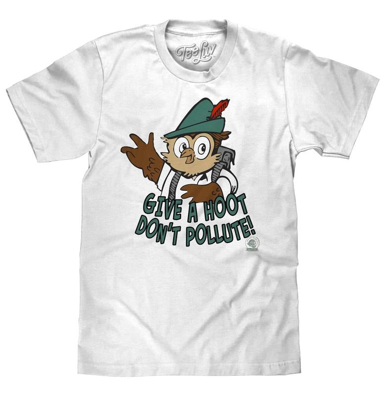 Woodsy Owl Give a Hoot Don't Pollute on Recycled T-Shirt - White Hoodie, Sweatshirt | HypeDripTees.com